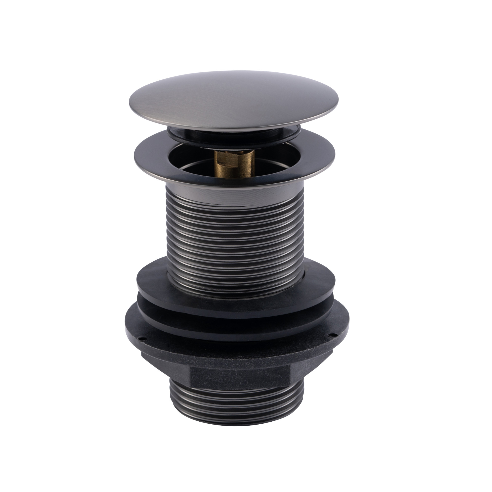 ENKI, W15, Gunmetal Black, Unslotted, Standard 1.1/4" Connection Pop Up Basin Waste Sink Plug, Click Clack, Allows Water to Drain Away, Durable Finish, Modern Bathroom Accessoires image